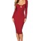 H622-3 Rochie midi cu maneci lungi si decupaj la bust