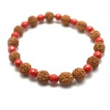 Cumpara ieftin Bratara cu Rudraksha (Rudraska) si margele de coral