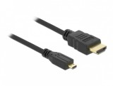 Cablu micro HDMI-D la HDMI 4K v1.4 T-T 2m Negru, Delock 82664