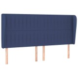 Cumpara ieftin Tablie de pat cu aripioare, albastru, 183x23x118/128 cm, textil