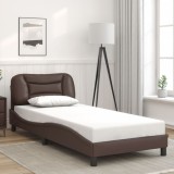 VidaXL Cadru de pat cu tăblie, maro, 90x190 cm, piele ecologică 3207969