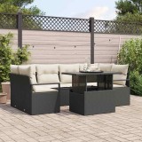 Cumpara ieftin Set de canapele pentru grădină 7 pcs Negru Rattan poli
