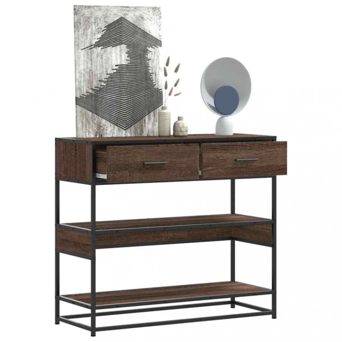 vidaXL Măsuță consolă, stejar maro, 90x35x80 cm, lemn prelucrat