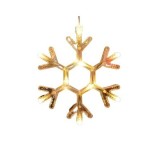 Decoratiune de craciun luminoasa in forma de fulg, 19x19 cm, cu ventuza, alb cald, flippy