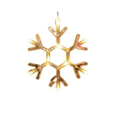 Decoratiune de craciun luminoasa in forma de fulg, 19x19 cm, cu ventuza, alb cald, flippy foto