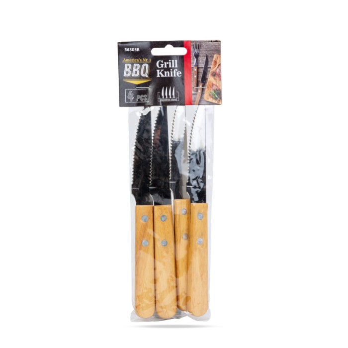 Cutite gratar - 4 buc - cu maner din lemn Best CarHome