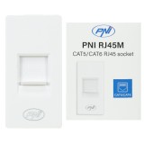 Priza internet PNI RJ45M modulara, CAT5, CAT6, montaj incastrat, alb