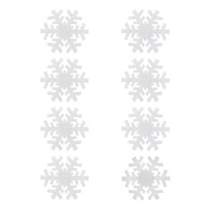 Autocolante Decorative Crăciun, Fulgi Zăpadă, Poliester, 3x3cm, Set 8 Bucăți