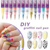 Kit Nail Art, Flippy, Set 12 Markere Acrilice Pentru Unghii, Varf Ultra Fin 0.5 mm, 13 x 10 cm, Multicolor