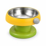 Bol din Inox pentru Pisici și C&acirc;ini, Bază &Icirc;nălțată, Galben/Verde