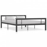 Cadru de pat, gri și alb, 140 x 200 cm, metal, Cires, Dublu, Cu polite semirotunde, vidaXL