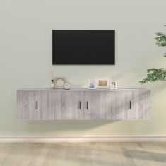 vidaXL Set dulap TV, 3 piese, gri sonoma, lemn prelucrat