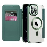 Husa MagSafe pentru Apple iPhone 12 Pro Max, Techsuit, SmartMag Book, Verde