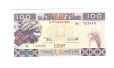 Bancnota Guineea 100 francs/franci 2015, UNC