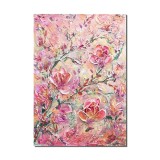 Tablou impasto pictat manual, Flori de magnolie 70x50cm acril pe panza in relief efect 3D, Kenny Varniote