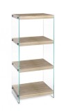 Raft 4 polite din mdf maro si sticla transparenta Kenya 40 cm x 30 cm x 100 h