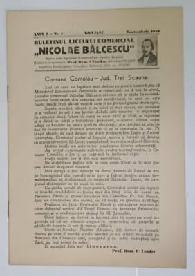BULETINUL LICEULUI COMERCIAL &amp;#039; NICOLAE BALCESCU &amp;#039; , BUCURESTI , NR.5 , 1940 foto