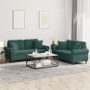 VidaXL Set canapea cu perne, 2 piese, verde &icirc;nchis, catifea 3202232