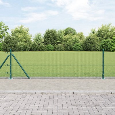 vidaXL Gard din s&amp;acirc;rmă sudată cu 13 st&amp;acirc;lpi flanșați Verde 0.4x100 m foto