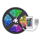 Banda LED RGB IP20 SMD3528, 60 LED-uri/m, cu adaptor si controler RGB