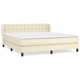 Cumpara ieftin Pat cu arcuri, cu saltea, crem, 180x200 cm, piele ecologica