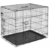Cusca Transport Caini @Pet Metalica Pliabila 92.5x57.5x64 cm Negru + Sertar Plastic