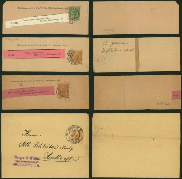 Austria - Lot of 4 Postal Rare Old wrapper postal stationery DB.448