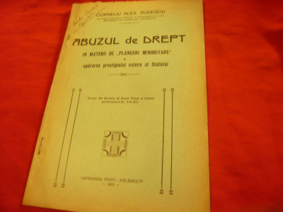 Corneliu Rudescu - Abuzul de drept in materie de plangeri minoritare... 1931 foto