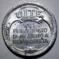 7.871 JETON WWII ITALIA TRANSPORT U.I.T.E. GENOVA 1944 ALUMINIU 24mm