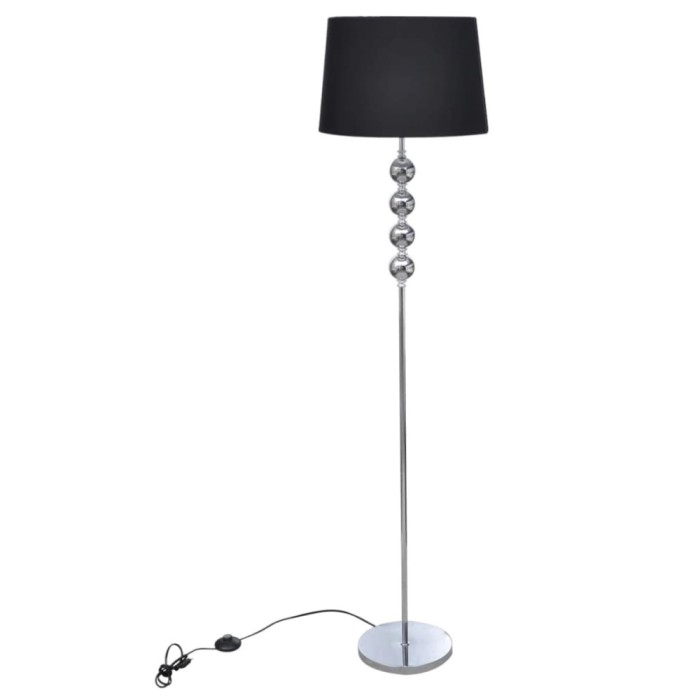 Lampa de podea abajur suport &icirc;nalt, 4 bile decorative, negru GartenMobel Dekor