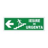 Indicator evacuare &bdquo;Ieșire de urgență&rdquo; st&acirc;nga cu scară