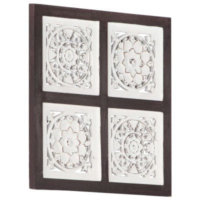 Panouri perete sculptate manual, maro/alb, 40x40x1,5 cm, MDF foto