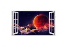 Autocolant decorativ, Fereastra, Planete, Multicolor, 83 cm, 92ST foto