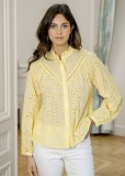 Cumpara ieftin Camasa galbena din bumbac cu perforatii englezesti ASD97035 M9