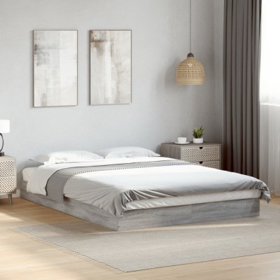 vidaXL Cadru de pat, gri sonoma, 140x200 cm, lemn prelucrat 842026 foto