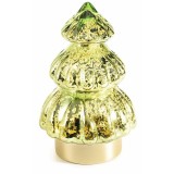 Brad Craciun sticla verde aurie cu led 12x18.5 cm