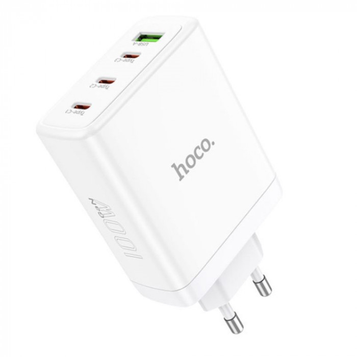 Incarcator pentru Priza USB, 3x Type-C, Fast Charging, 100W, Hoco Leader (N31), White