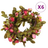 VidaXL Ghirlande de flori de Crăciun, 6 buc., roze, 215 cm