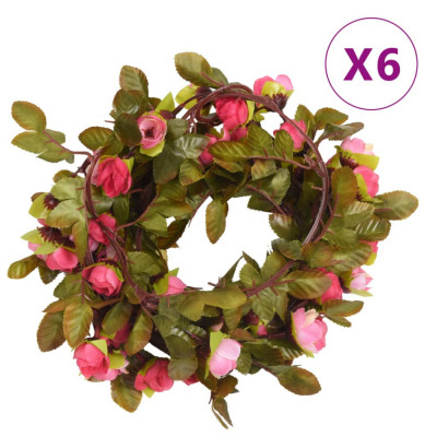 vidaXL Ghirlande de flori artificiale, 6 buc., roze, 215 cm foto