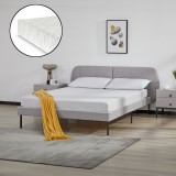 Pat tapitat cu saltea Porvoo 140x200 cm textil gri [en.casa] HausGarden Leisure, [en.casa]