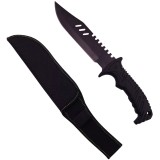 Cutit de vanatoare DEPOX&reg;, Tactical Rambo, 32 cm, negru, teaca inclusa