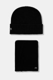 Lacoste caciula si fular din lana culoarea negru, RB5385