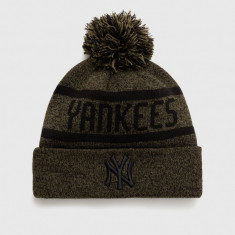 New Era caciula din amestec de lana culoarea verde, din tricot gros, NEW YORK YANKEES