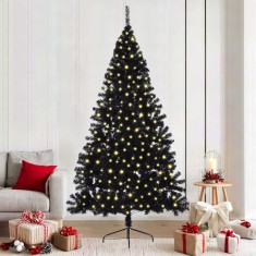 vidaXL Pom de Crăciun artificial pre-iluminat Negru 210 cm PVC 3397150