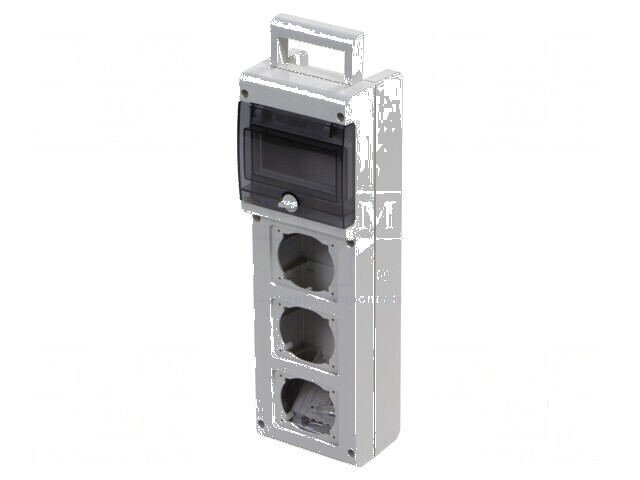 Carcasă gri pentru aparatură modulară Serie BLOCK 3 oriificii