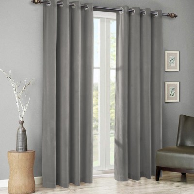 Set draperii din catifea cu inele argintii, Madison, 150x270 cm, densitate 700 g/ml, Lead, 2 buc foto