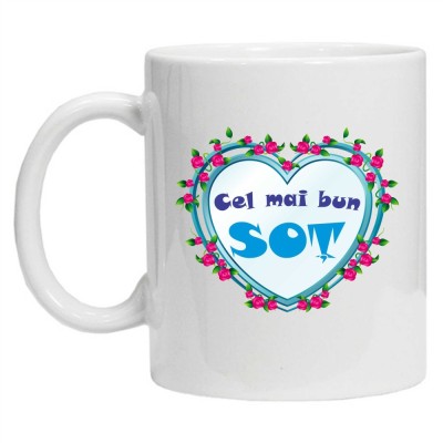 Cana alba personalizata &amp;quot;cel mai bun sot&amp;quot;, INOVATIX&amp;reg;. 330ml foto