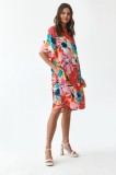Cumpara ieftin Rochie Tatuum Oversized Multicolor, Maneci Evazate, Vascoza Ecovero, Buzunare, Lungime 105 cm