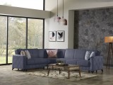 Coltar Kayra Gri Catifea, 310x250 cm, Lada Depozitare, Extensibil, 5 Perne Decorative, Canapea 2 si 3 locuri