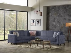 Coltar Kayra 310x90x250 cm Lada Depozitare Tapitat Catifea Nuanta Gri